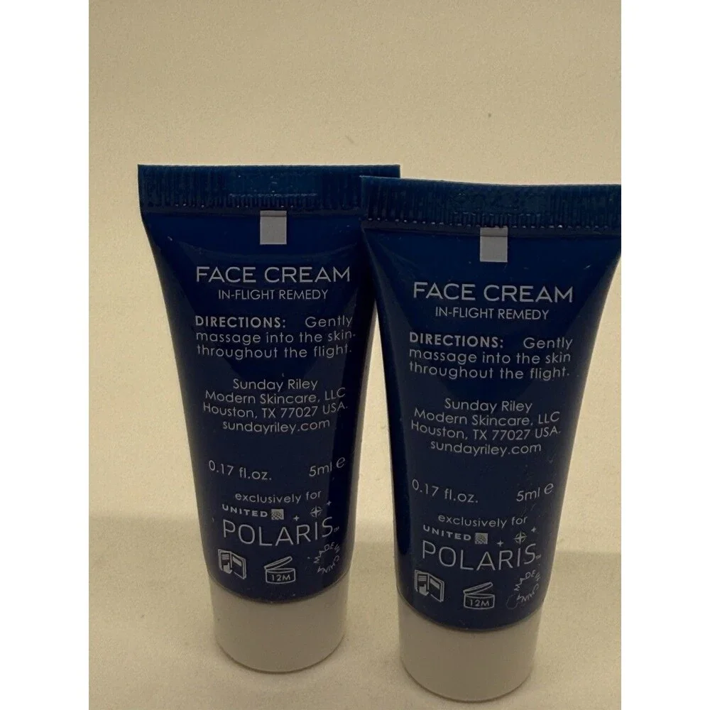 5 Sunday Riley In-Flight Remedy Face Cream 2, Hand Cream 2, Cleansing Cloth New